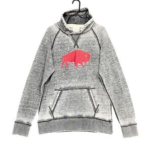 J.America Zen Fleece Pullover Hoodie Sweatshirt Men's Large Buffalo Heather Gray